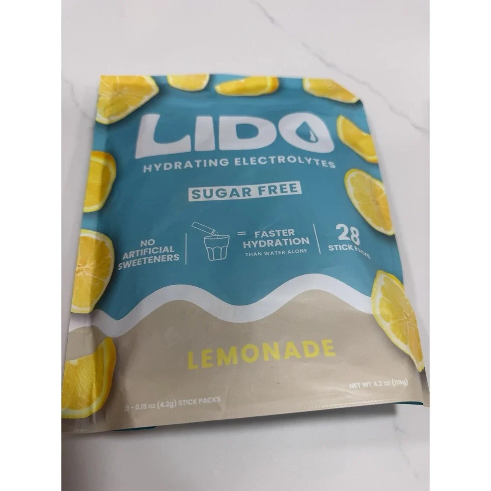 LIDO Lemonade Electrolyte Powder Packets Clean, Zero-Sugar 28 Servings Exp 1/27